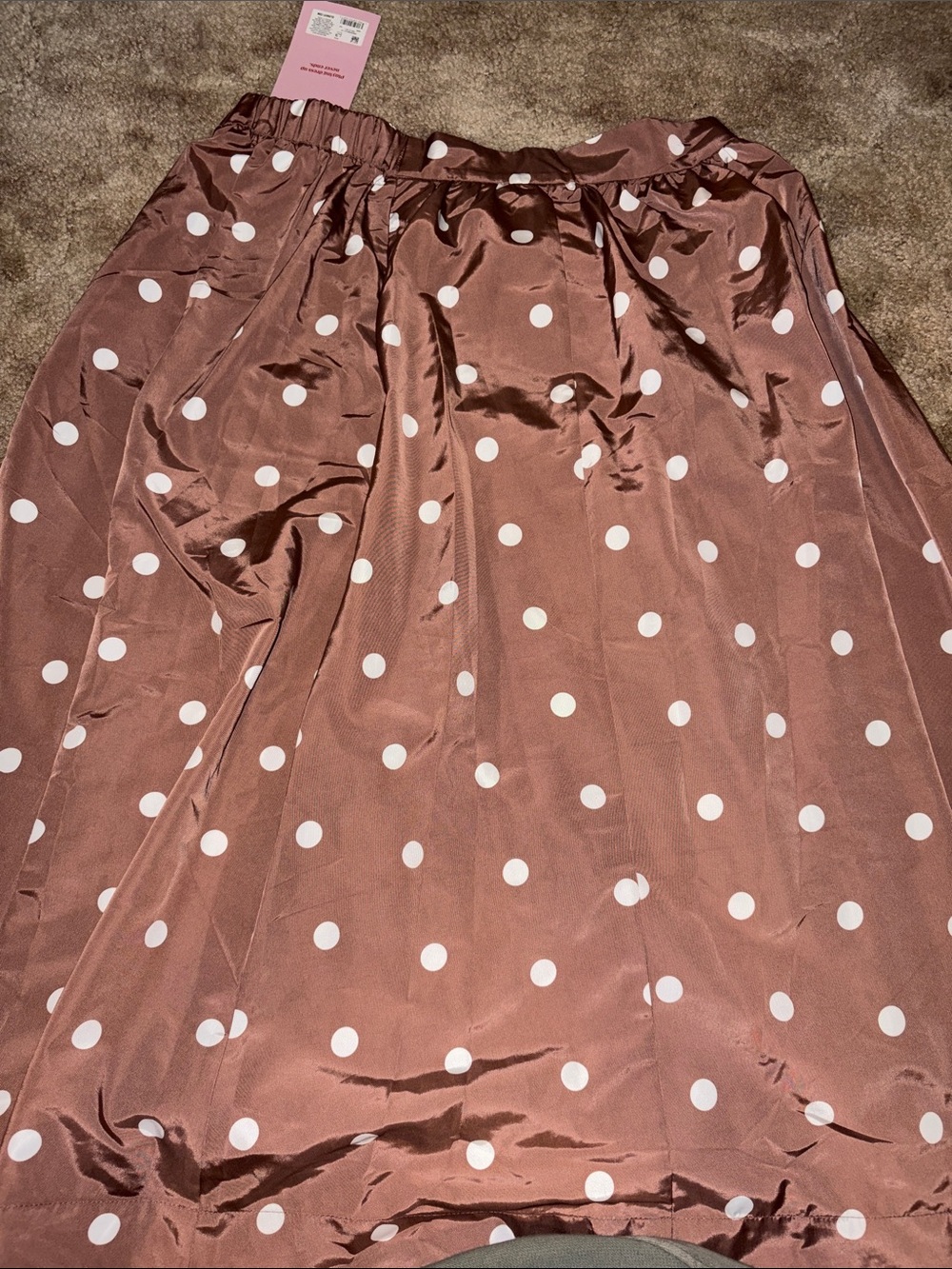Old Navy Polka Dot Satin Midi Skirt - Brown/White - NWT